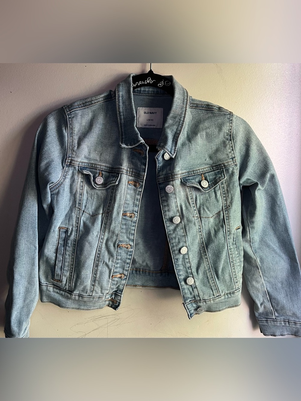Old Navy Light Blue Denim Jacket with Contrast Topstitching